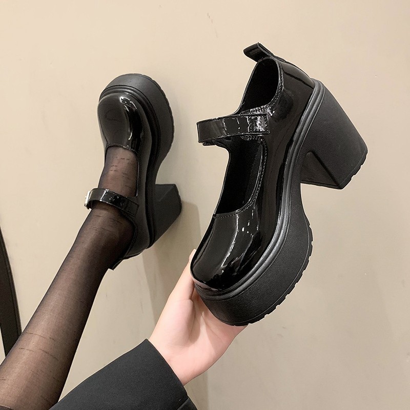 Women's thick-soled loafers 2026 new summer and autumn vintage chunky heel height-increasing versatile Mary Jane single shoes women's leather shoes