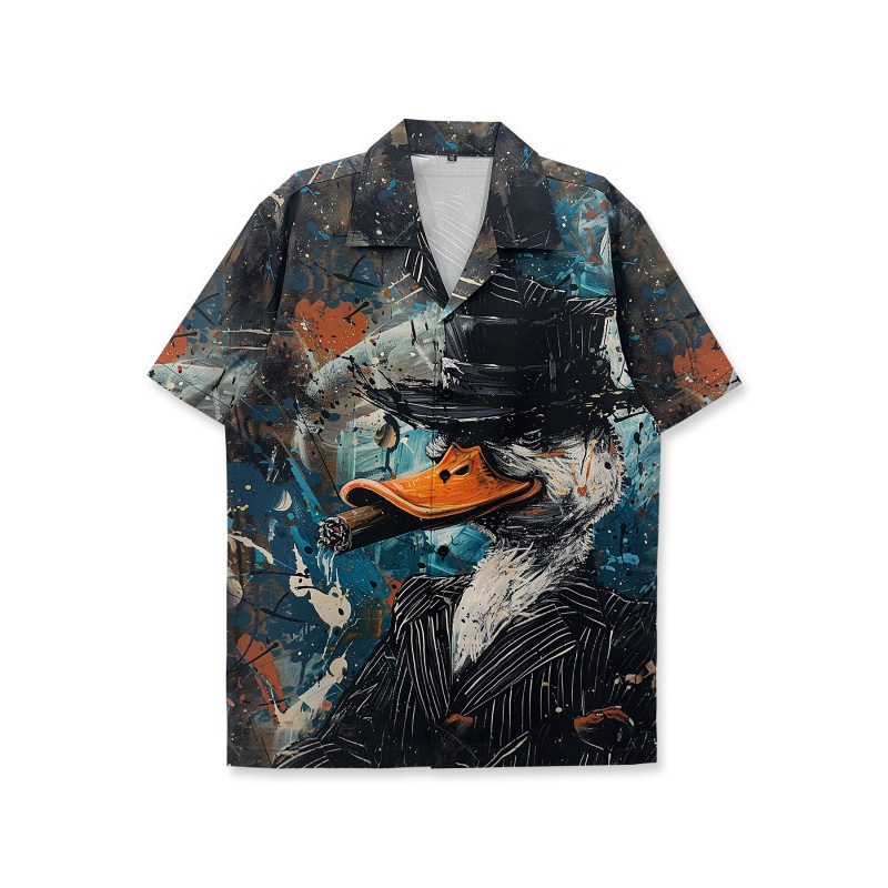 2025 Summer Cross-Border New Men's Casual Versatile Fashion Trend 3D Printed Short-Sleeved Shirt