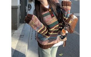 Color button turtleneck sweater 2024 new long sleeve age-reducing top color