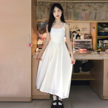 2024新款高级感质感法式气质长裙初恋仙女白色吊带连衣裙子女夏季