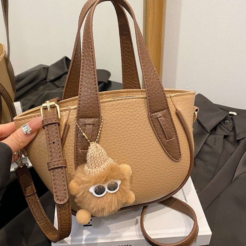 小众设计手提菜篮子包女荔枝纹休闲简约单肩包洋气百搭斜挎包包邮