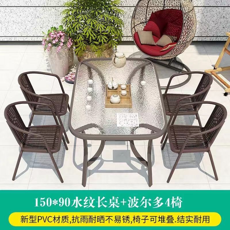 150cm water pattern long table +4 chairs