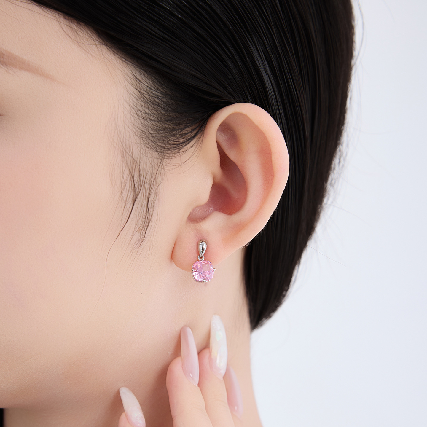 Aretes Cuadrados Rosados de Aleación de Cobre Galvanizado image 4