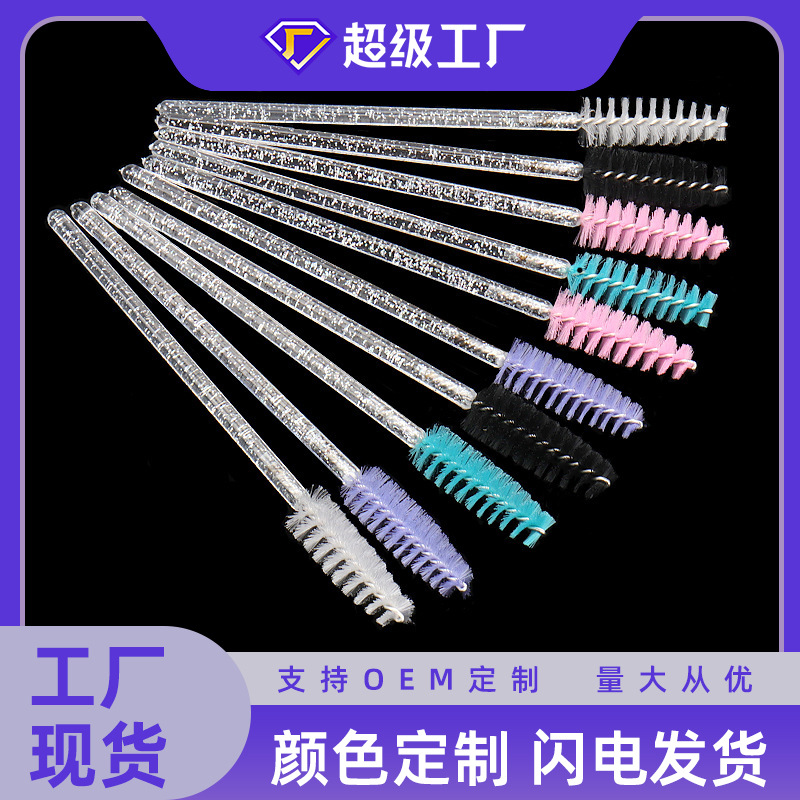Wholesale 50 pts a pack of disposable crystal rod eyelash brush nylon hair color eyelash brush eyebrow brush makeup brush tools