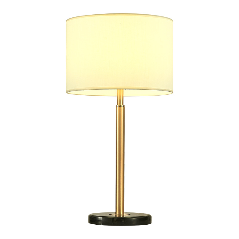 Lámpara de mesa de tela estilo americano, lámpara LED sencilla para hotel, lámpara de mesa para habitación de huéspedes, lámpara de estudio creativa, nueva lámpara de mesa para sala de estar