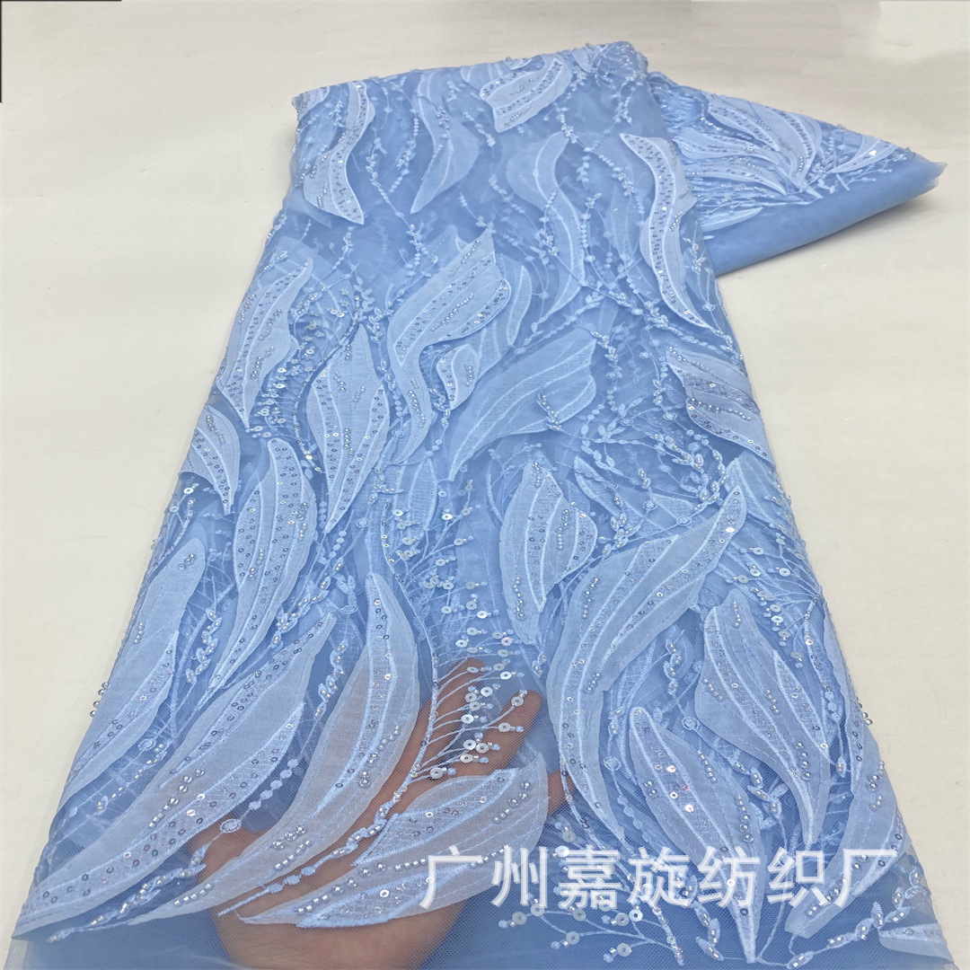 Nuevas calcomanías simétricas bordadas de encaje tela bordada vestido de moda tela de vestido de boda encaje