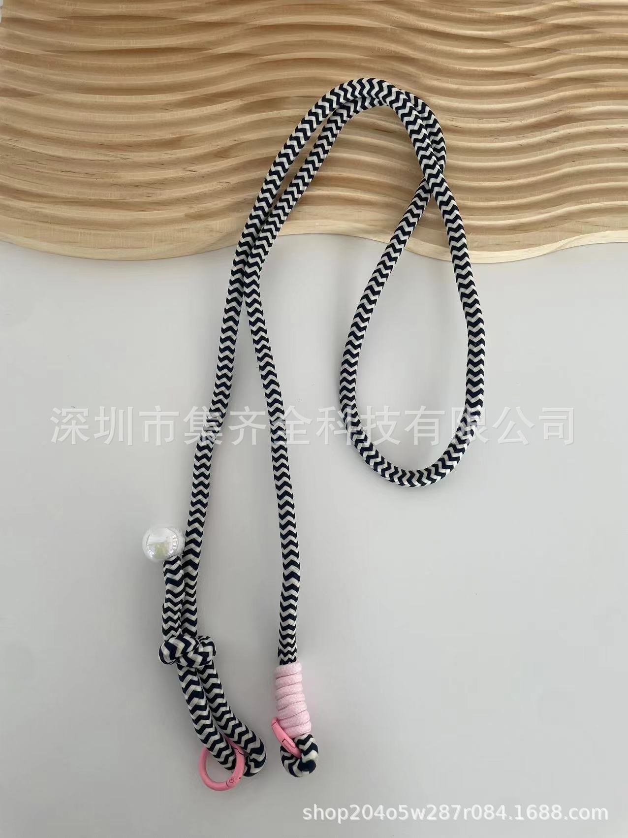 흑백 줄무늬 진주 끈