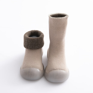 2023 Winter baby soft bottom toddler shoes lamb fur snow children's socks shoes thickened warm baby floor shoes