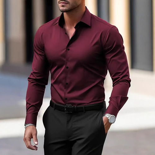 Spring and Autumn white long-sleeved business formal professional workwear large size black short-sleeved shirt for men to wear to work