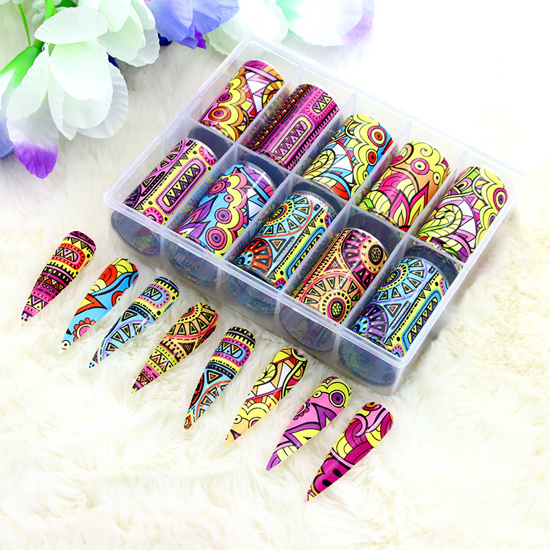 10 suit abstract nail art starry sky paper ins pop art laser starry sky transfer paste nail DIY decoration