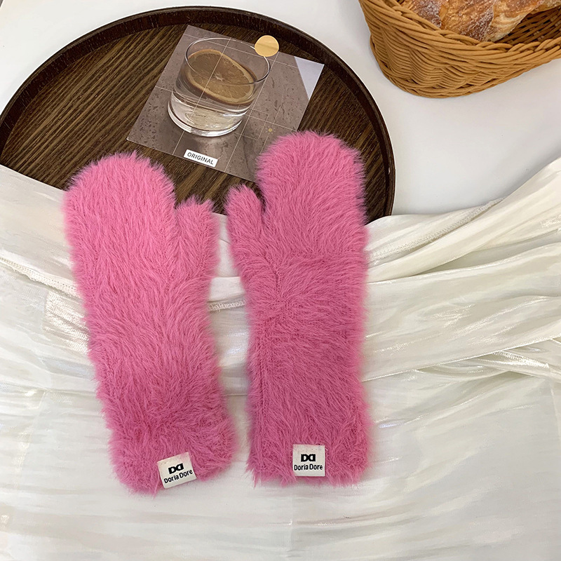 Guantes para mujer, ciclismo a prueba de viento, invierno cálido, nuevos guantes de felpa cálidos, guantes de punto coreanos japoneses al por mayor