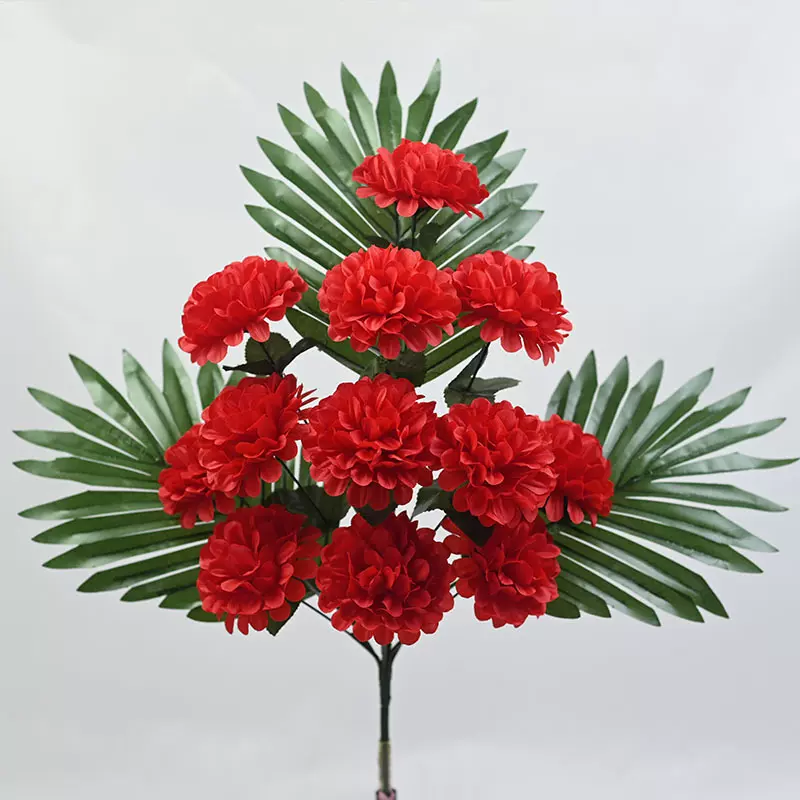 批发12头扇形园菊仿真菊花清明祭祀假花 陵园扫墓墓碑摆放花束