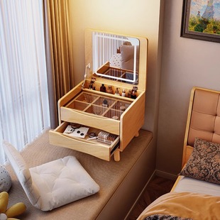 Special Dressing Table with Light for Bay Window Dressing Table Solid Wood Nordic Modern Simple Space Saving Storage for Small Apartment