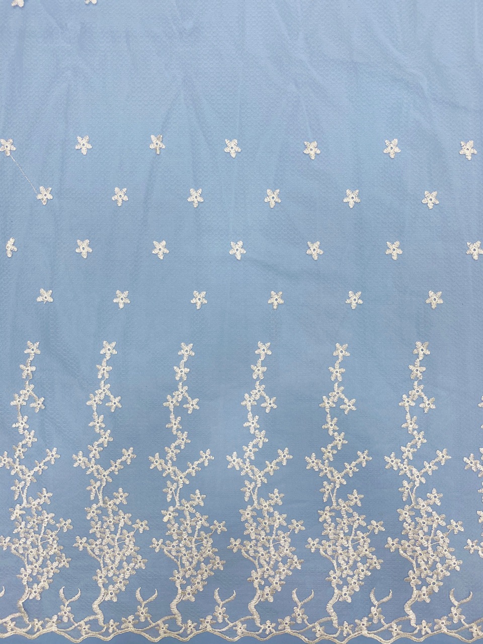 新品上架锦纶钻石网双边对称款星星花图案刺绣 大厂质量 现货供应