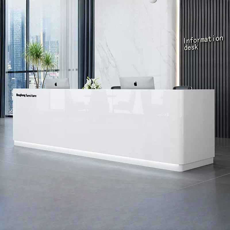 公司前台接待台简约现代美容院创意柜台桌酒店烤漆吧台收银台商务