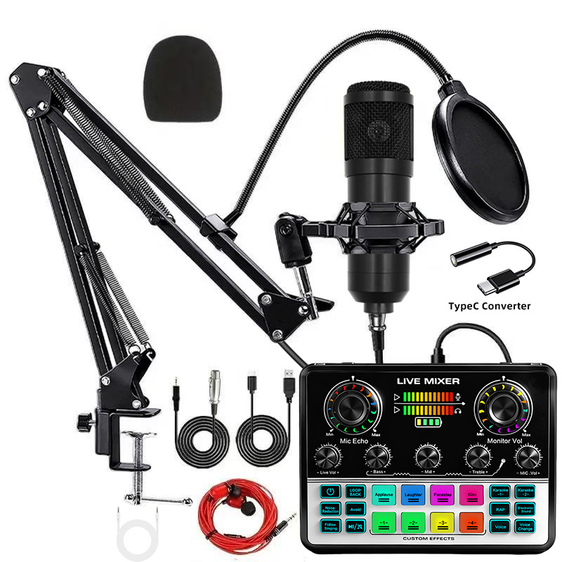 bm800 negro + v8spro + kit de conversión typec + auriculares