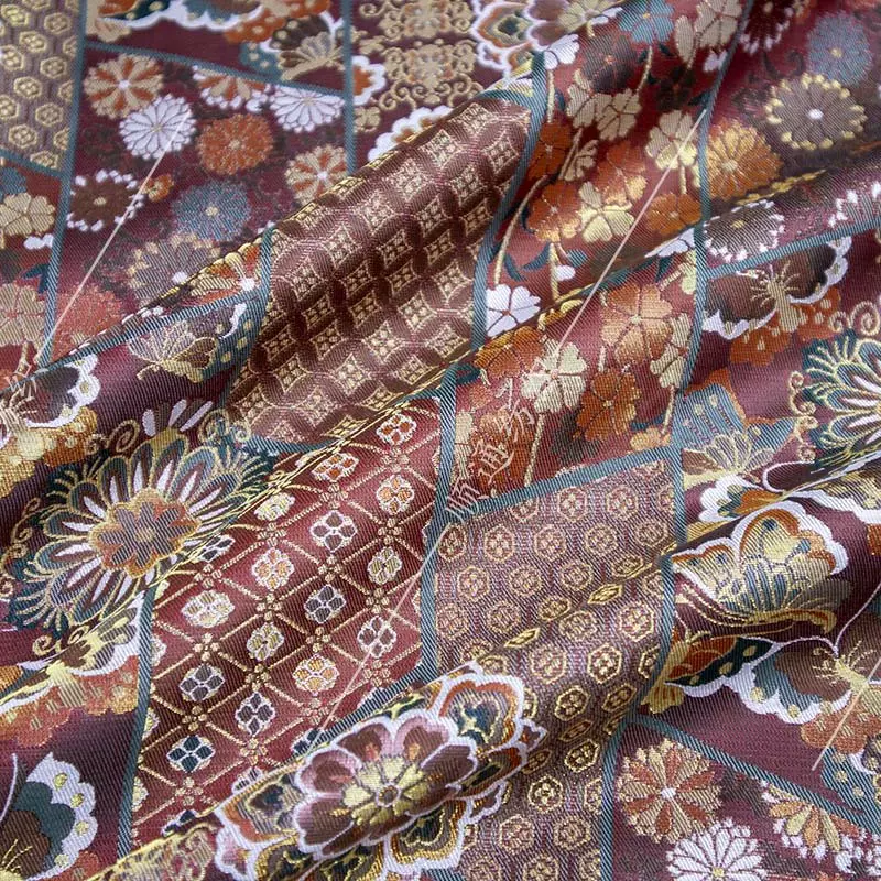 蜀锦人丝三色经提花面料国风马甲上衣服装布料新中式汉服民族风