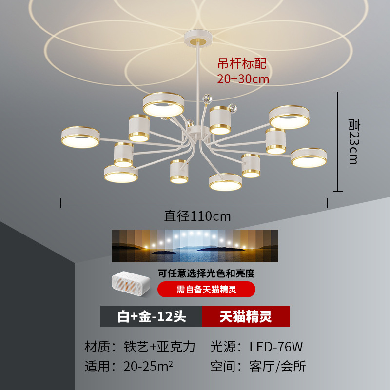 Luz de techo de la sala de estar atmósfera moderna y simple lujoso nórdico luz de proyección de estrellas lámpara de dormitorio Zhongshan lámparas paquete de toda la casa