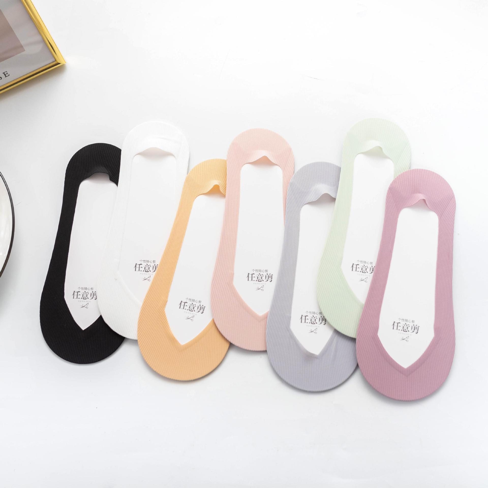 Calcetines de barco para mujeres de verano, calcetines invisibles de hielo, calcetines de algodón antideslizantes, calcetines superficiales, calcetines de corte arbitrarios, calcetines de combinación