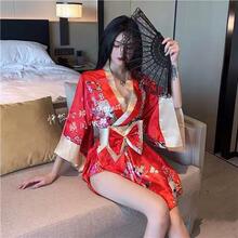 情趣内衣日式女和服蝴蝶结印花性感女装东洋舞姬诱惑免脱制服代发