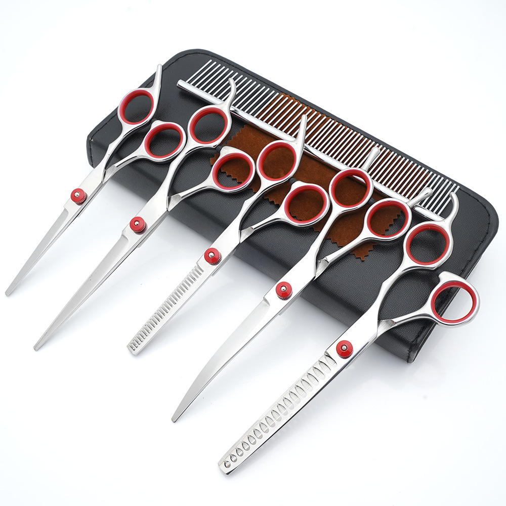 Tijeras para mascotas, tijeras de corte de pelo para perros, tijeras de dientes delgadas profesionales, tijeras de corte de pelo, tijeras de pelaje, juego de herramientas de limpieza