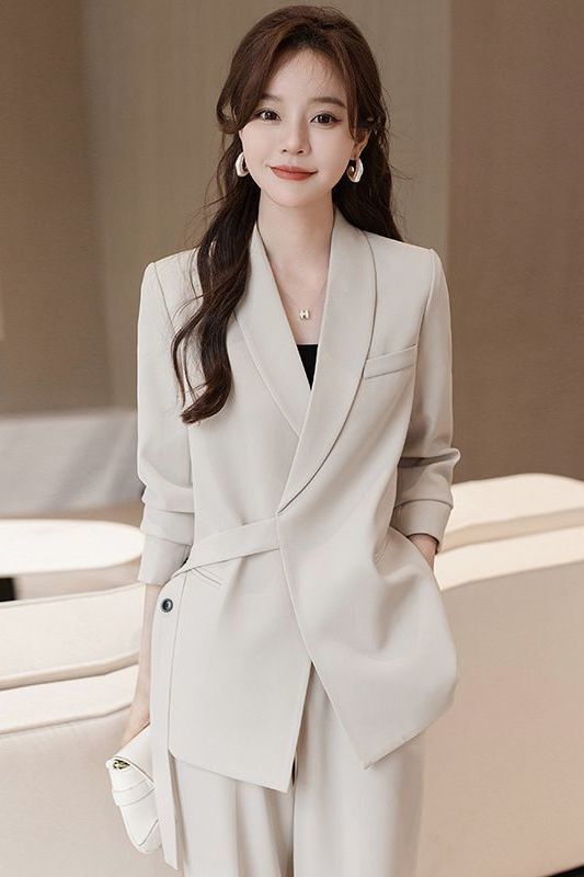 2026 Spring and Autumn High-End Fashionable Goddess Style Wide-Leg Pants Professional Suit Two-Piece Set Women's Suit Set