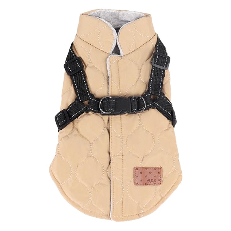 PSM transfronterizo nuevo perro Abrigo acolchado de algodón pecho y espalda Chaleco de algodón integrado pecho de tracción reflectante y espalda Otoño e Invierno mascota ropa de dos patas