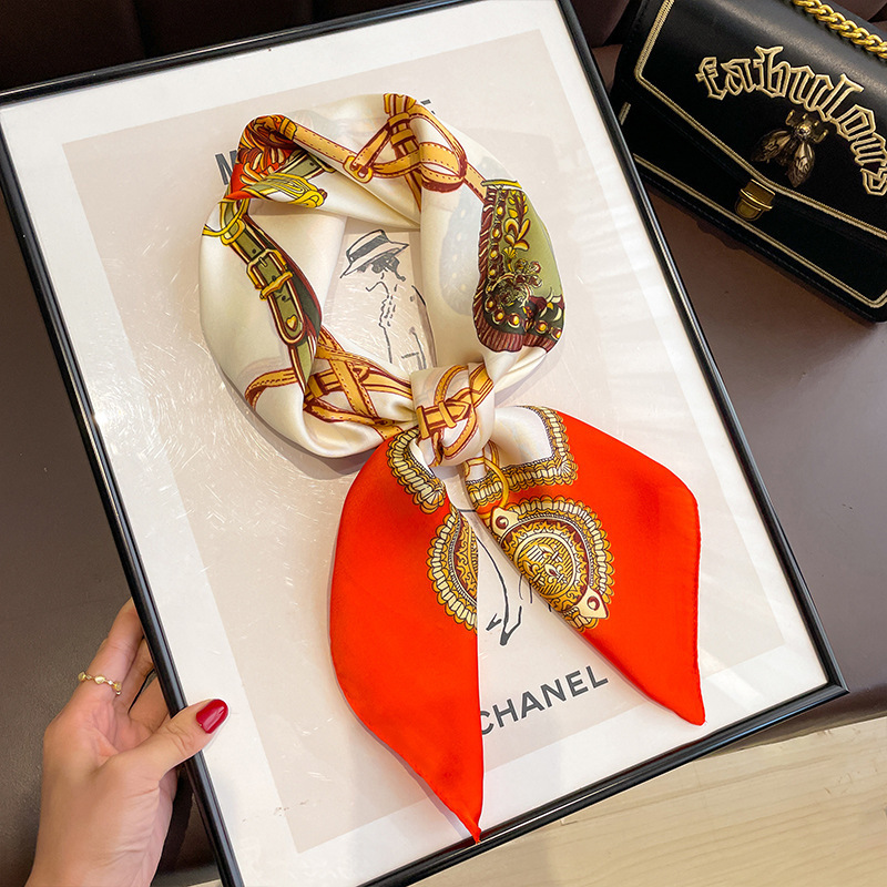 Hebilla de cuero de silla 70 bufanda cuadrada-naranja