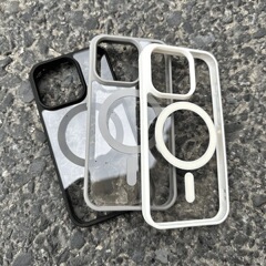 マカロンシリコン磁気吸着式iPhone17pro用スマホケース アクリル大穴 Apple15対応 ハードins1314
