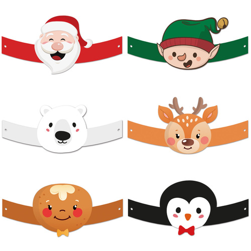 Santa Claus Snowman Christmas Tree Party Photo Prop  New Christmas Paper Glasses and Hat Set
