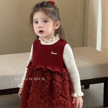 童星女童连衣裙秋冬装新款洋气宝宝套装周岁礼服冬季儿童网纱裙