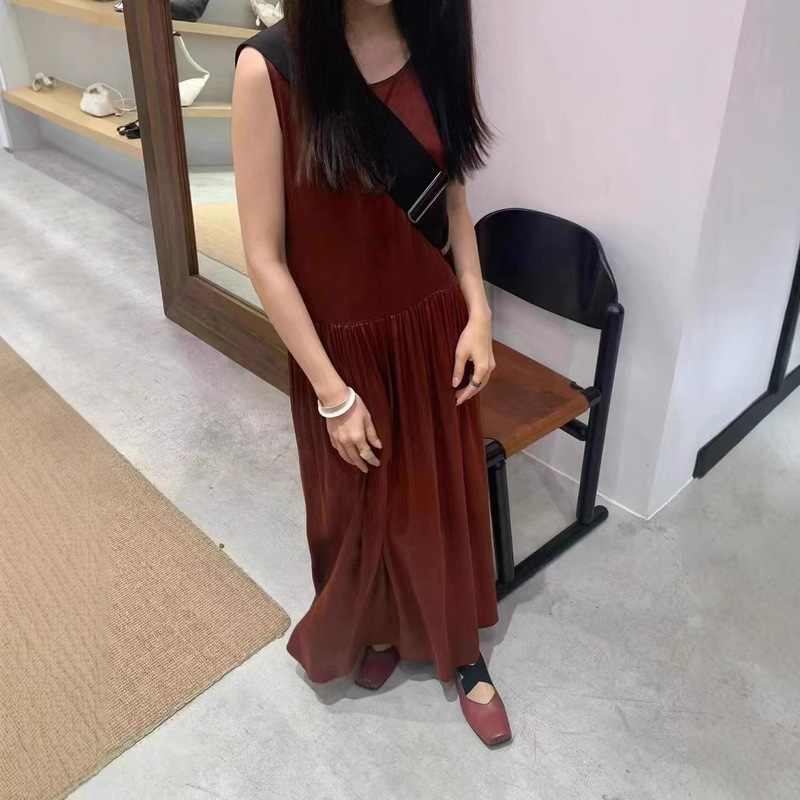 Niche Designer Style 22 Mm Heavy Silk Handmade Plant-Dyed Vest dress Dress