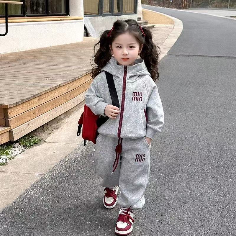 童装男童套装女童秋装中小童长袖连帽外套哈伦裤儿童运动服两件套|undefined
