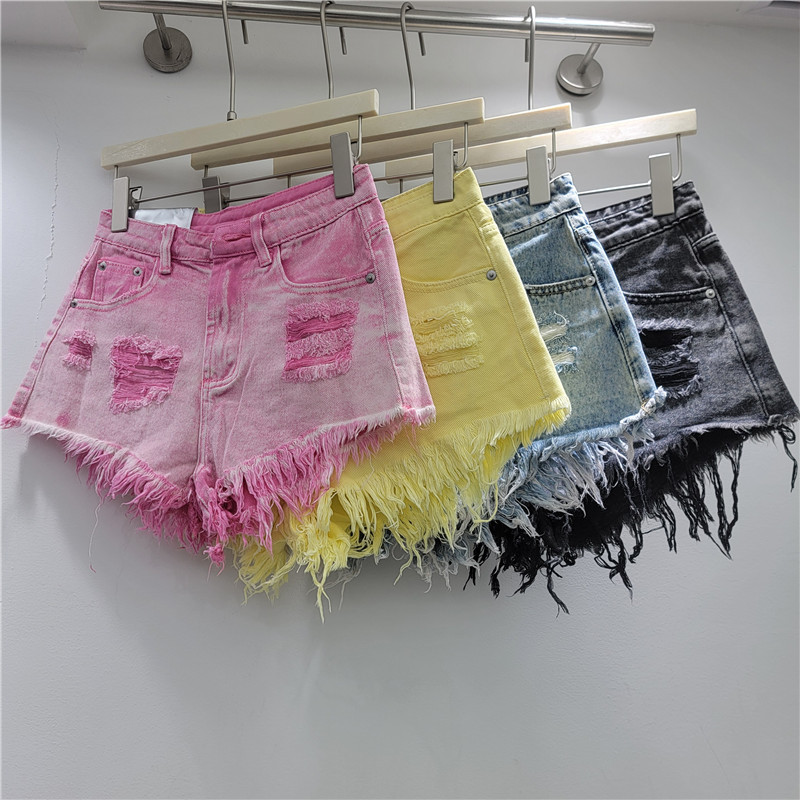 Pantalones Cortos de Mezclilla Deshilachados para Mujer con Detalle Roto