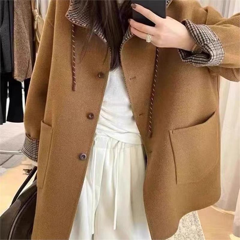 中长版羊毛大衣扩版冬季欧洲站毛呢外套2024秋冬新款女慵懒中长版