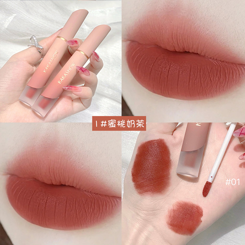 kakashow クリームリップグレーズベルベットマットリップマッド美白カップに付着しにくい保湿口紅ブラッシュピーチガール|undefined
