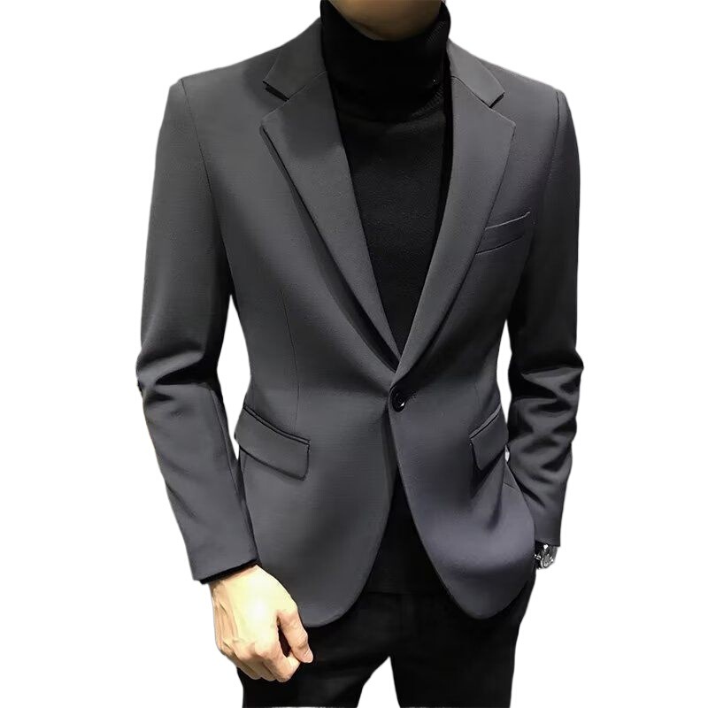 痞帅职业小西装男士春春秋商务韩版潮流帅气休闲修身黑色西服外套|undefined