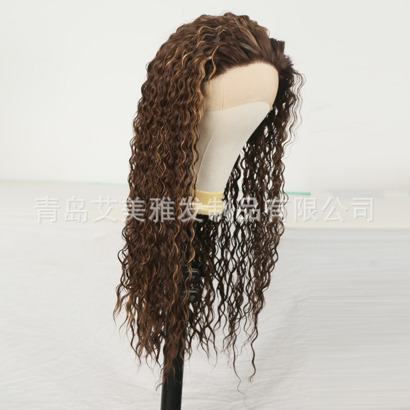 Europe and the United States cross-border ladies front lace small lace wig piano color ear Dyeing Chemical Fiber curly hair factory a generation of hair