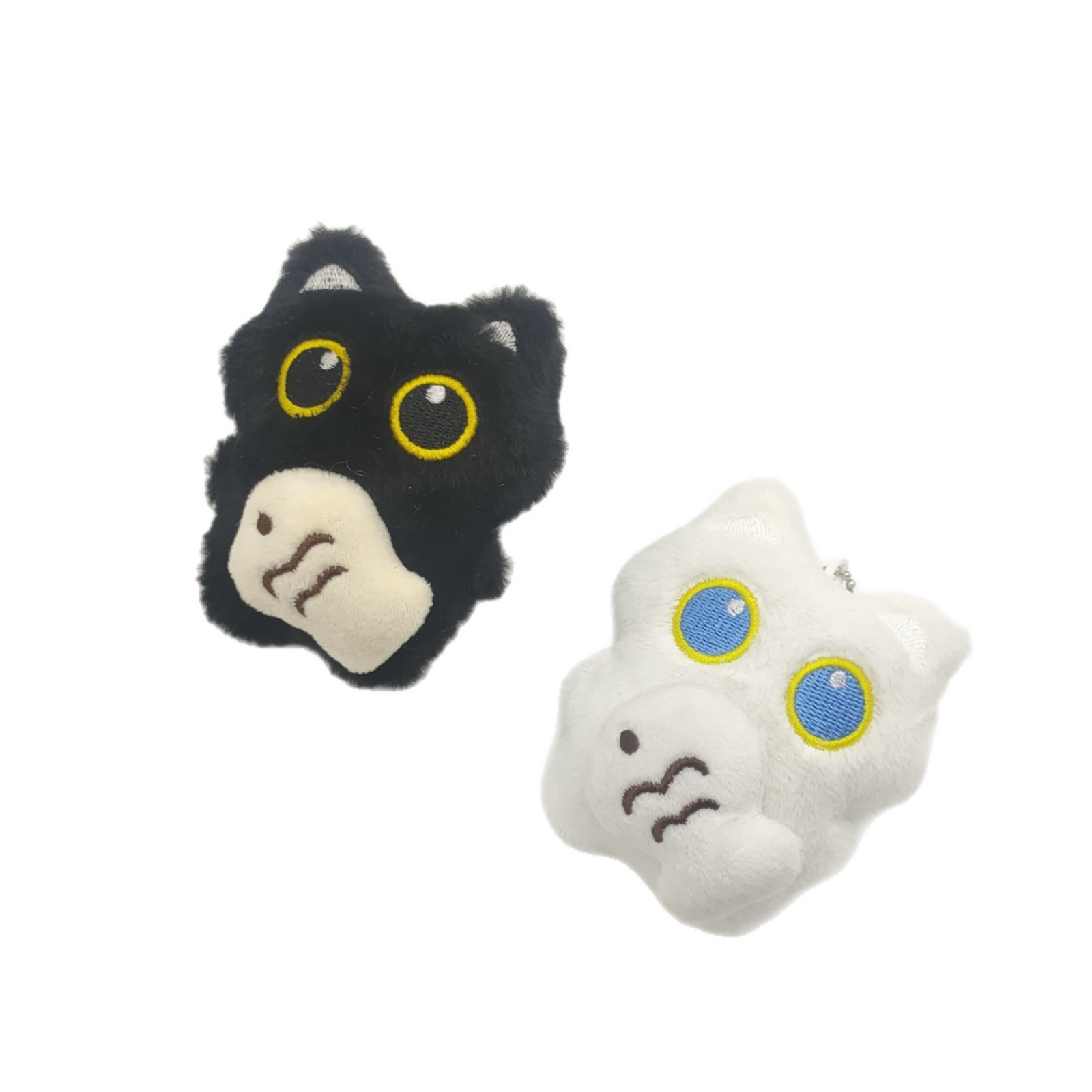 New Big-Eyed Cute Animal Pendant, Black and White Plush Cute Cat, Black Coal Ball Doll, Clothing, Bag, Mobile Phone Pendant