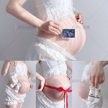 孕婦拍照服裝小道具肚皮貼紙內衣套裝在家絲帶網紅的衣服夏季頭飾