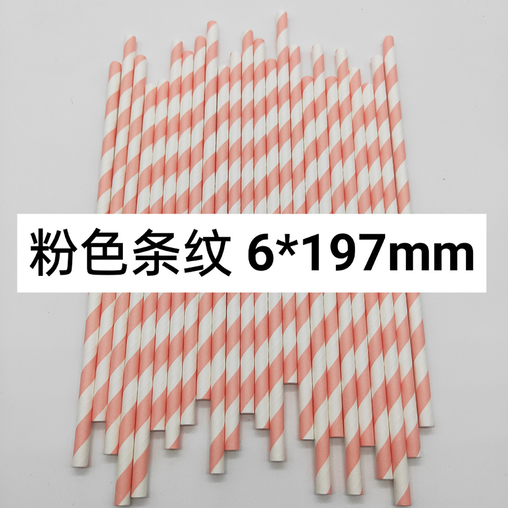 Combinación de color rosa paja de papel desechable degradable papel Kraft bar fiesta postre pastel decoración tubo de beber tubo recto