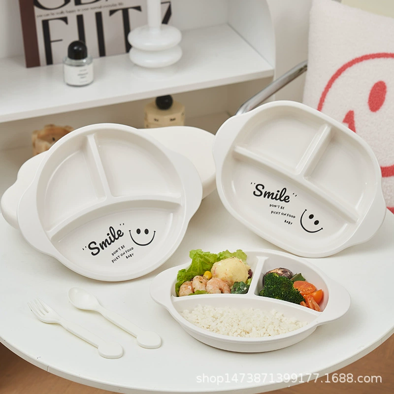 Детская обеденная тарелка в стиле ins, круглая детская обеденная тарелка, отделение для детской посуды, пищевая Бытовая устойчивая к падениям тарелка, миска для еды