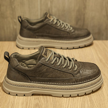 秋冬款男士低帮工装鞋时尚百搭青年增高小皮鞋运动休闲马丁鞋潮鞋