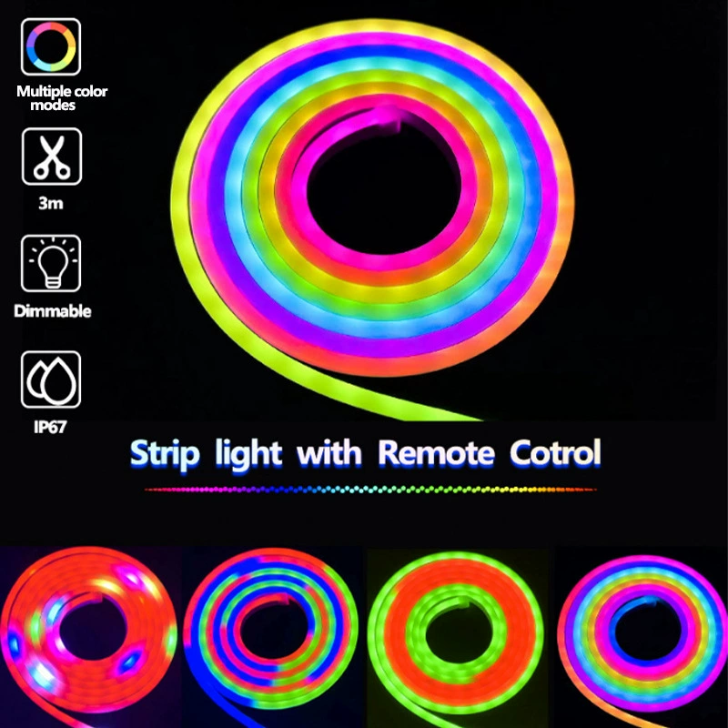 Неоновая светящаяся верёвка (Граффити) Phantom — гибкий силиконовый RGB 5V, Wi‑Fi/Bluetooth синхронизация музыки, 3 м
