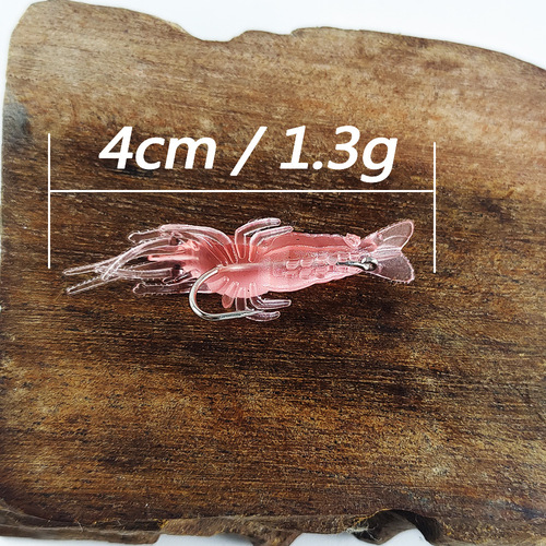 Lure Hooked Glow-in-the-Dark Small Shrimp 4cm 1.3g Soft Bait Submerged Fake Shrimp Sea Fishing Cross-border Wholesale