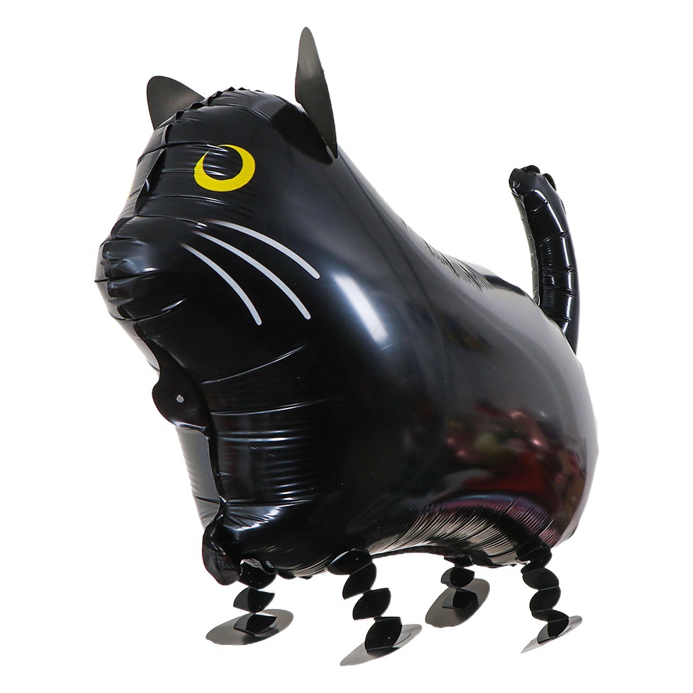 Pasear el globo del perro flotando en el aire, caminar en el mercado nocturno, montar un puesto, globos de animales, perro rojo neto, montar un puesto, caminar, perro globo