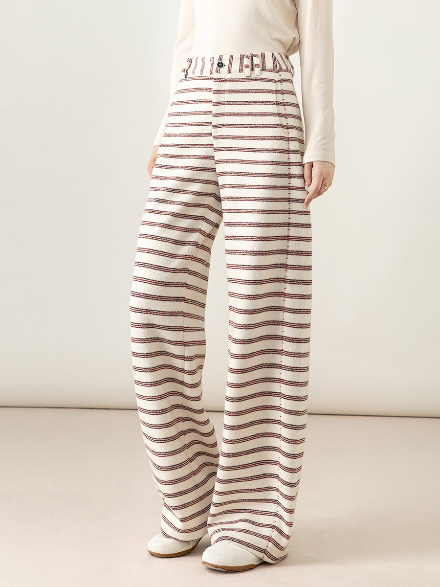 Quần culottes nữ ống rộng cạp cao sọc kẻ phong cách vintage — sọc đỏ