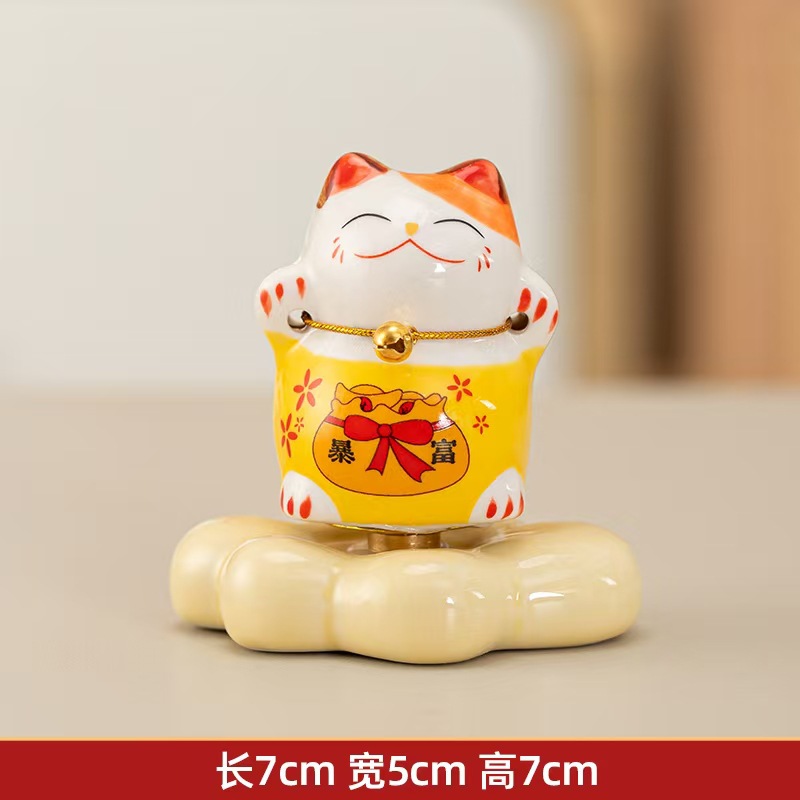 Mayorista lindo gato de ganancia girar la decoración de escritorio Jingdezhen cerámica pequeña decoración cerámica girar decoración