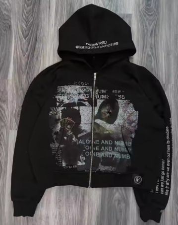 Men's Clothing Dark Print Sweatshirt Long Sleeved Pullover Hoodie Retro Jacket Street Trend Y2k European And American Ins Personality_viptrois.com