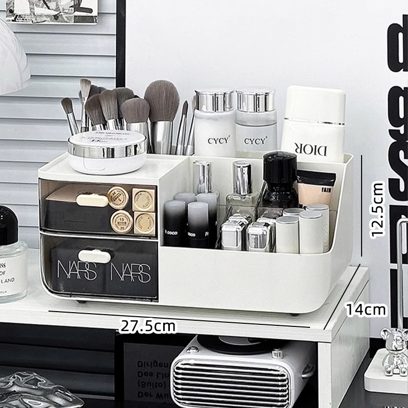 흰색 2단 서랍 옆면 칸막이 + 뛰는 토끼 스티커